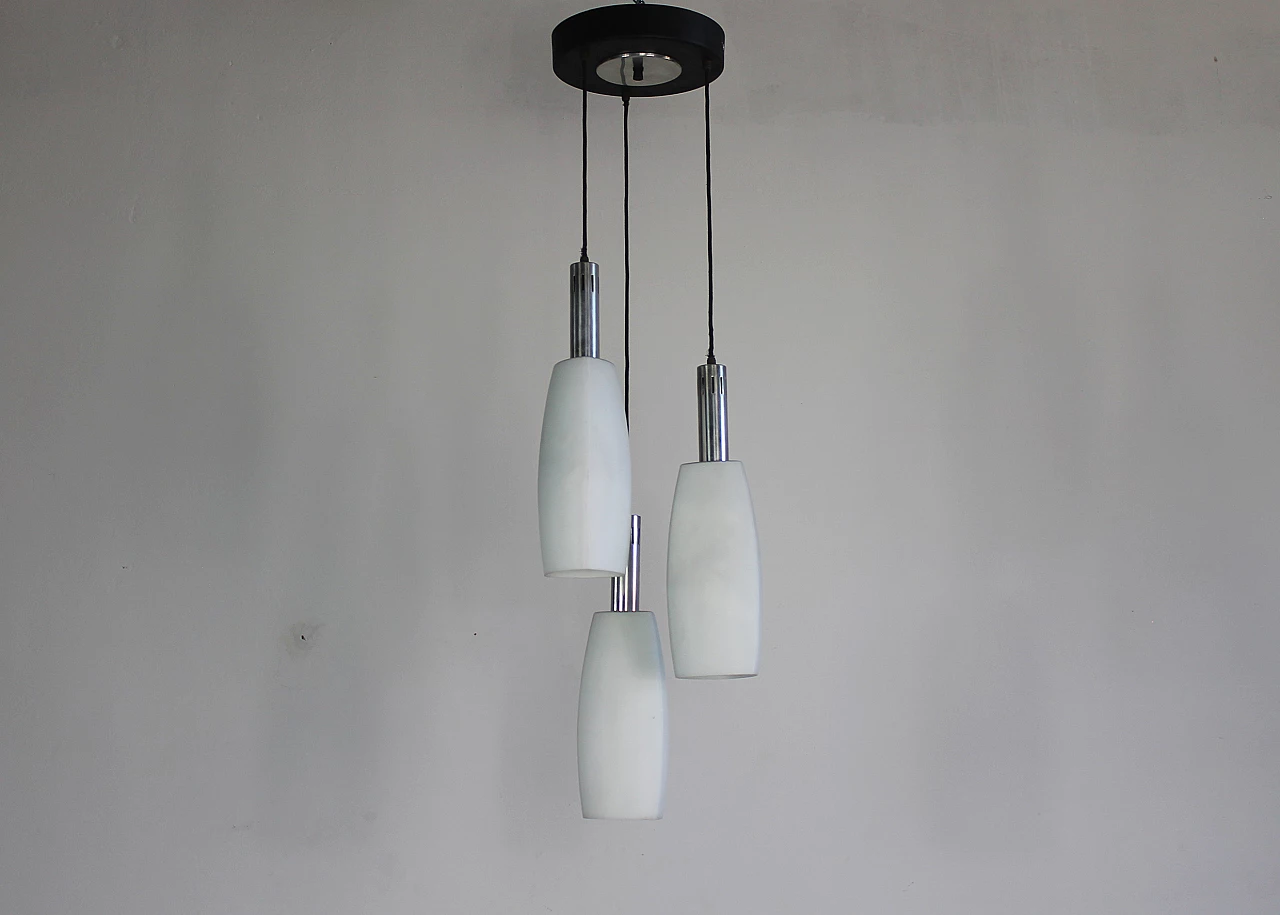 Ceiling lamp with three opaline glass diffusers by Stilnovo Italia, 1970s 5