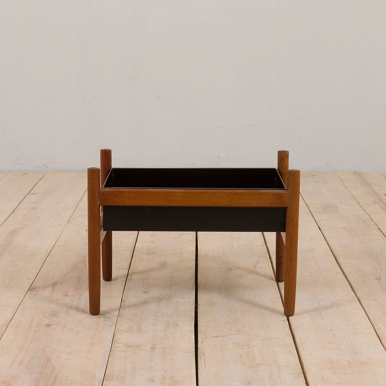 Danish teak and black painted steel planter, 1960s 2