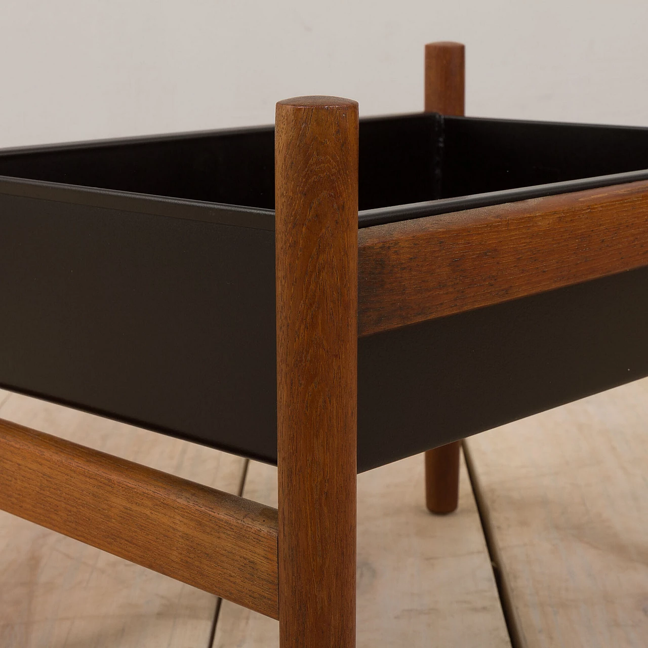 Danish teak and black painted steel planter, 1960s 6