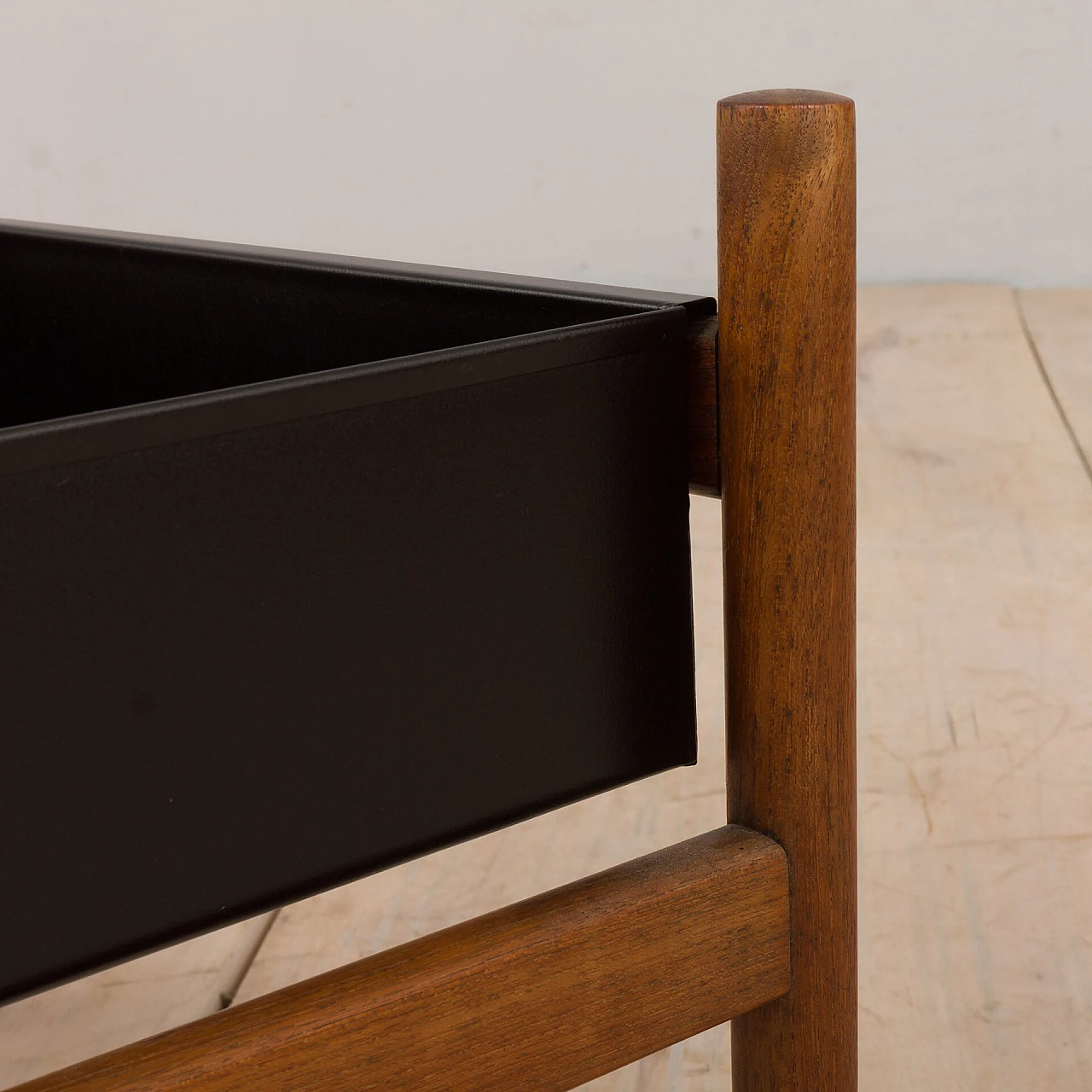 Danish teak and black painted steel planter, 1960s 10