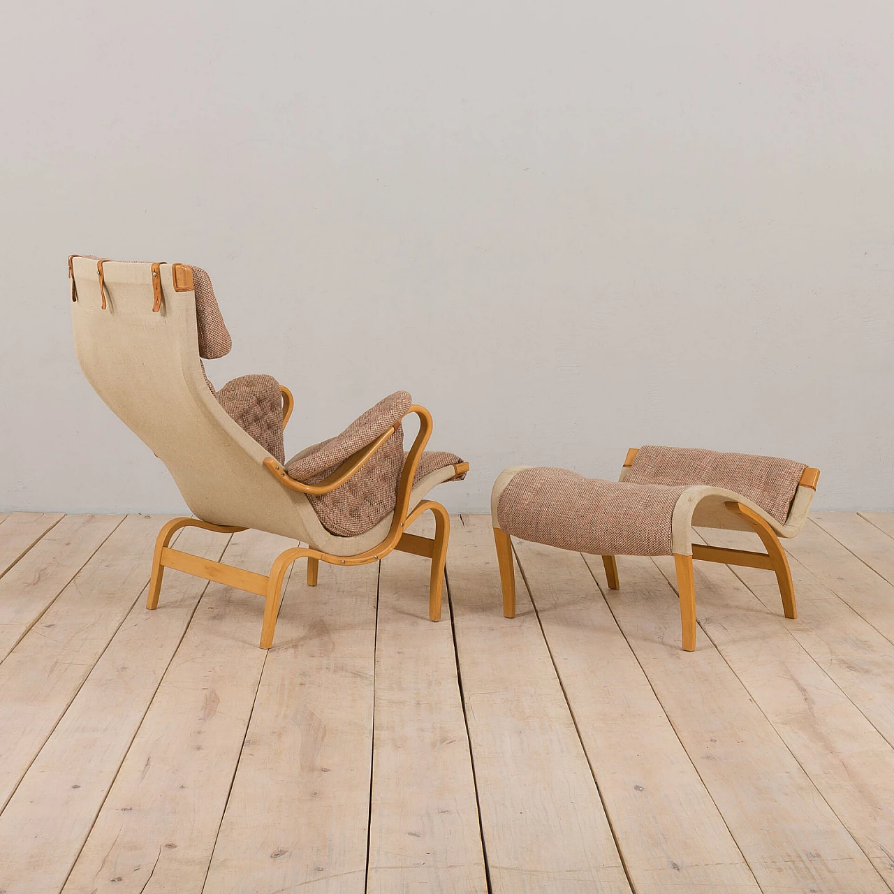 Pernilla armchair with footstool by Bruno Mathsson for Dux, 1960s 2