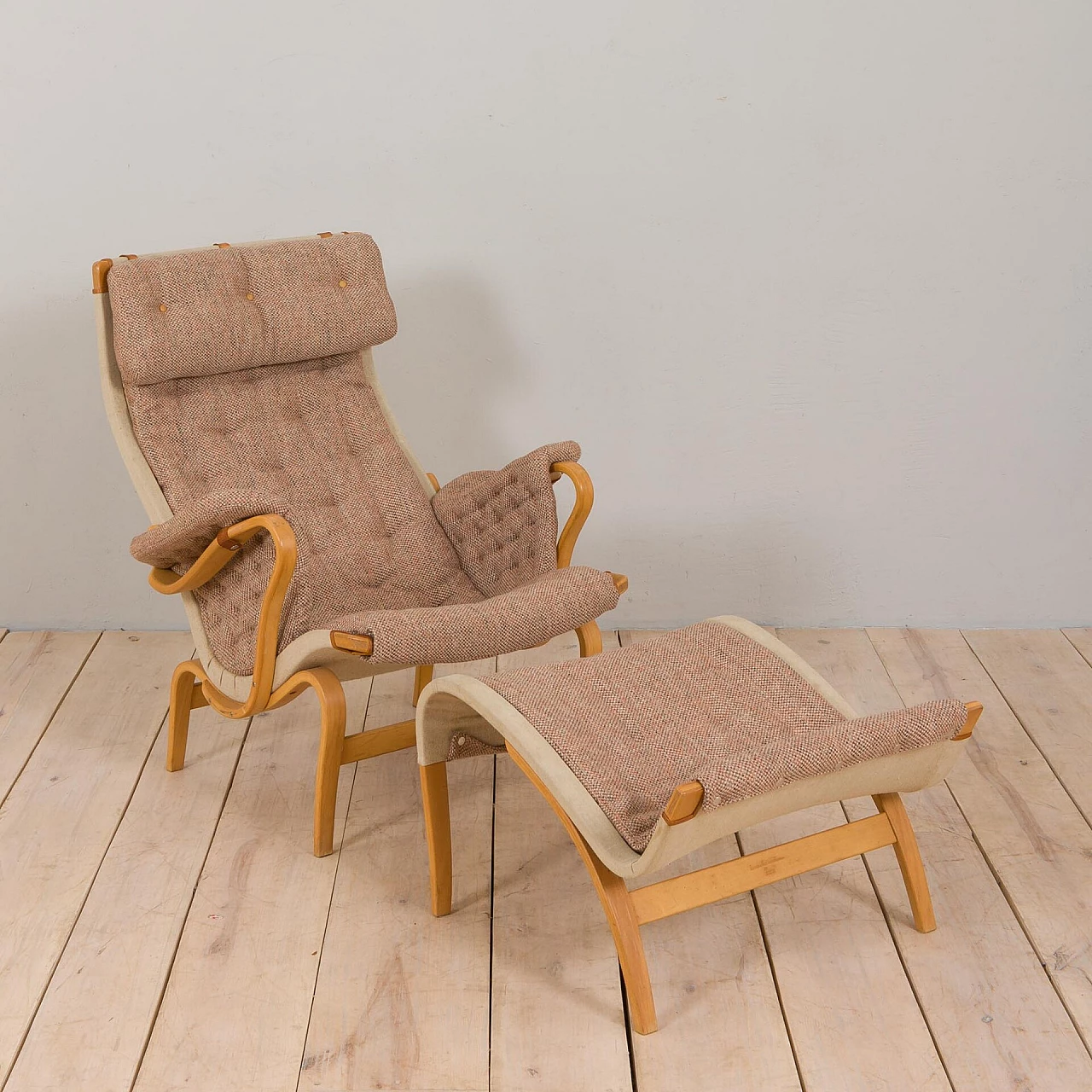 Pernilla armchair with footstool by Bruno Mathsson for Dux, 1960s 4