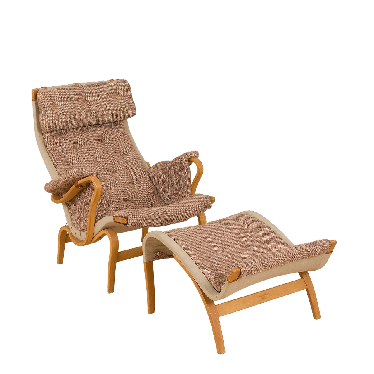 Pernilla armchair with footstool by Bruno Mathsson for Dux, 1960s 18