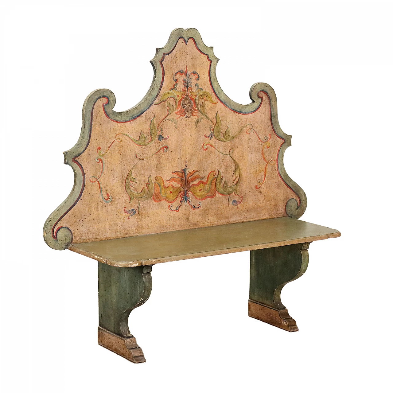 Lacquered and decorated wooden bench, 1960s 1