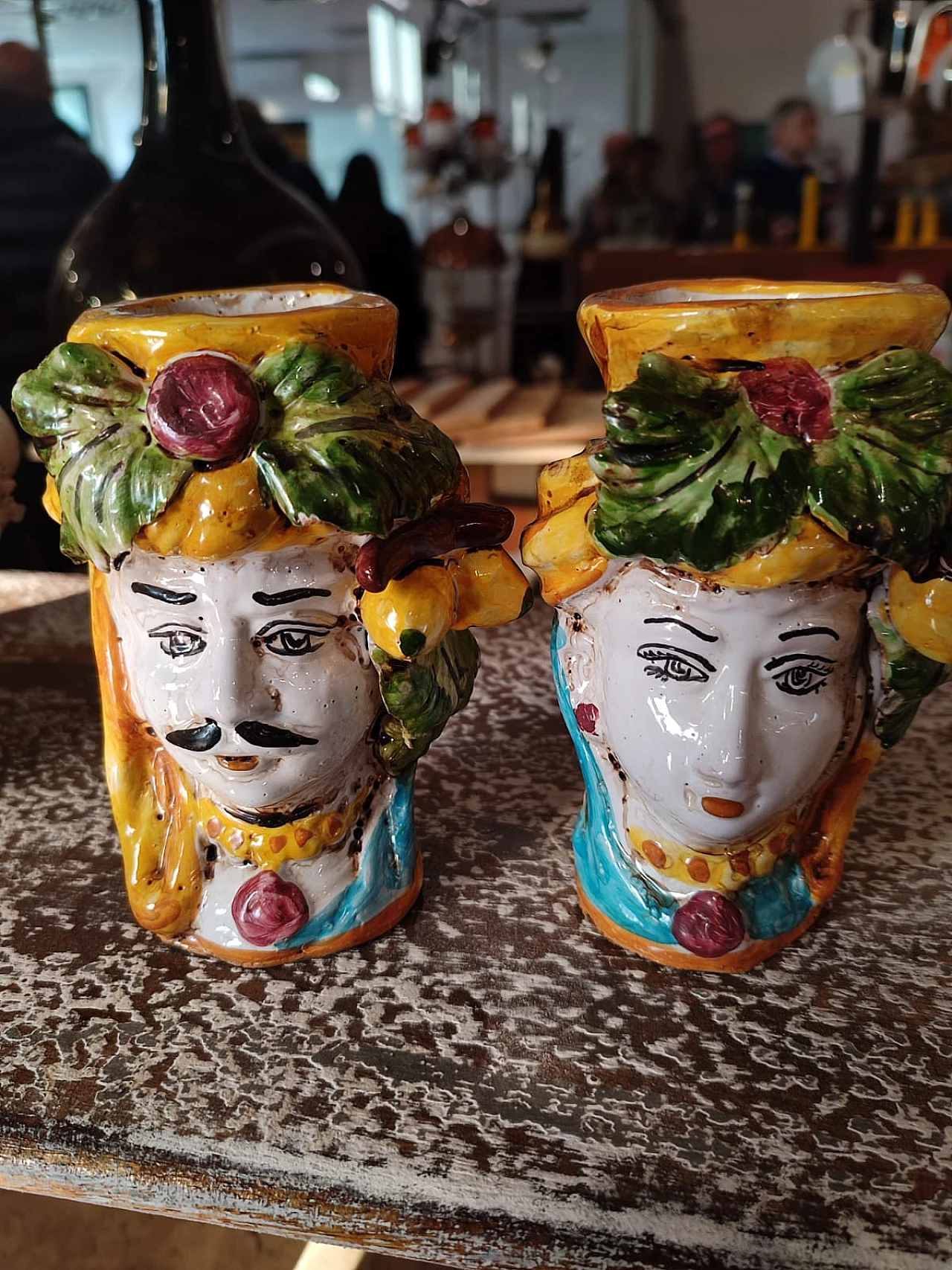 Coppia di ceramiche Caltagirone lavorate a mano, anni '60 1