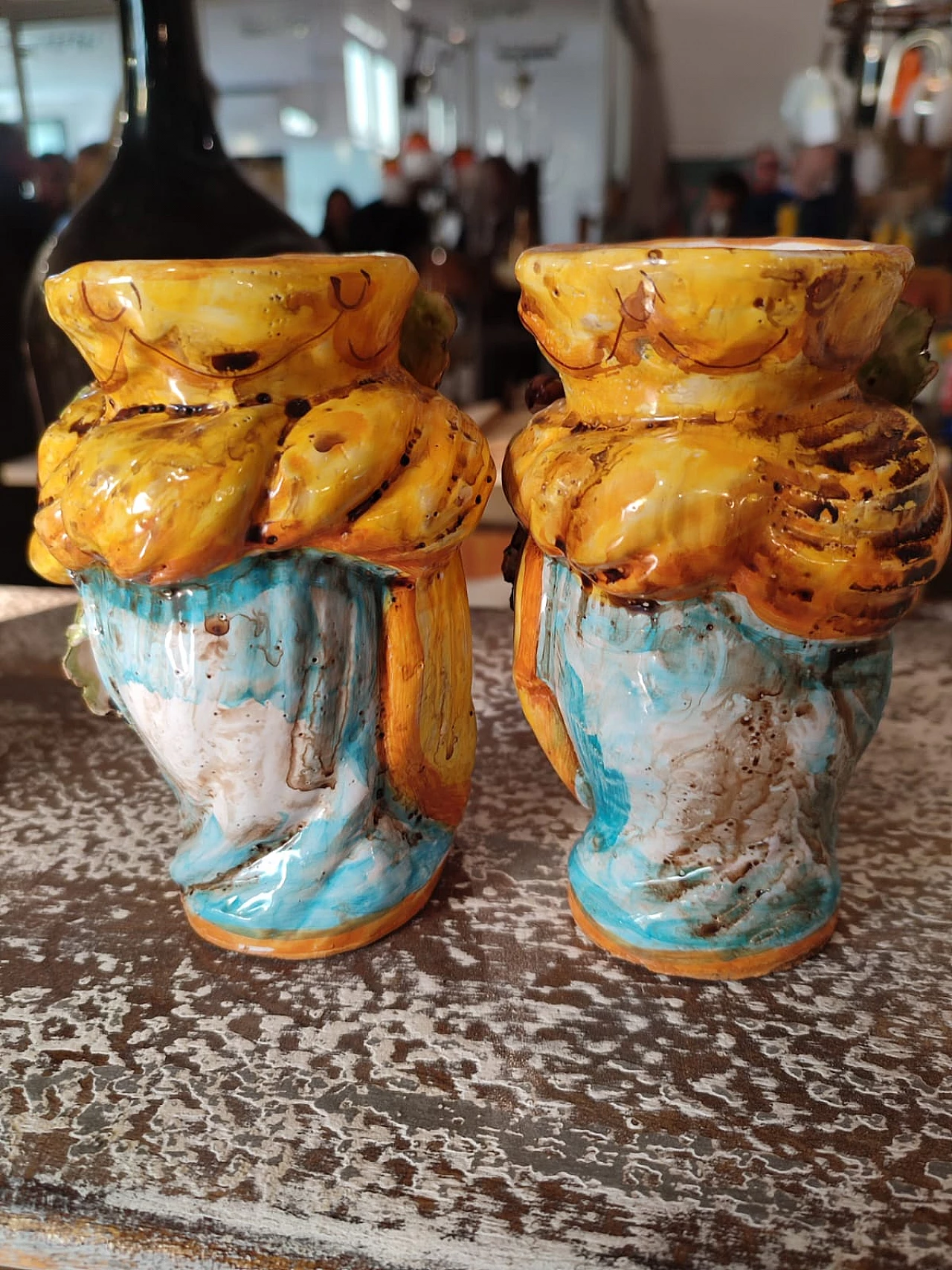 Coppia di ceramiche Caltagirone lavorate a mano, anni '60 2