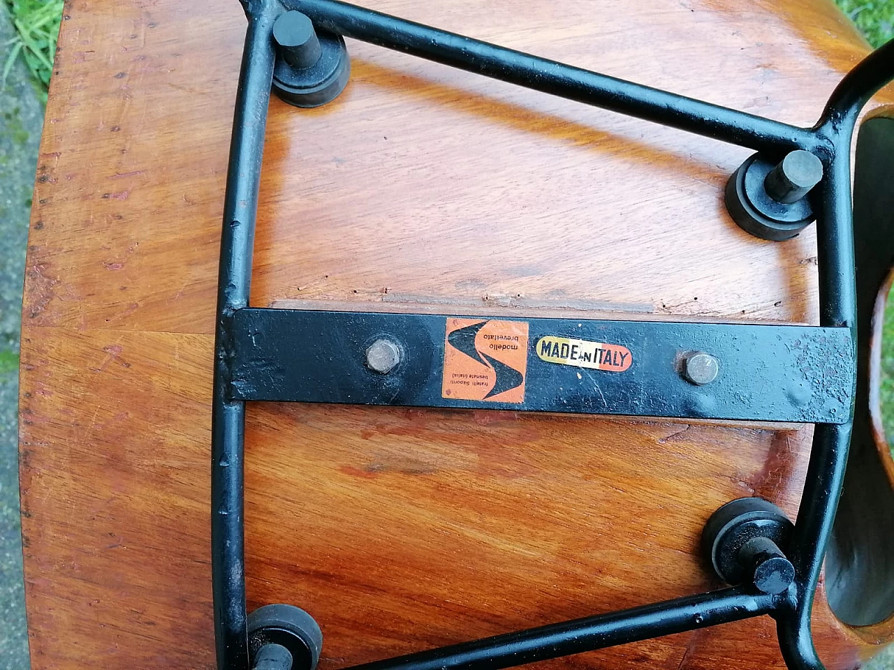 6 Plywood and metal Ariston chairs by Augusto Bozzi for Saporiti, 1950s 6