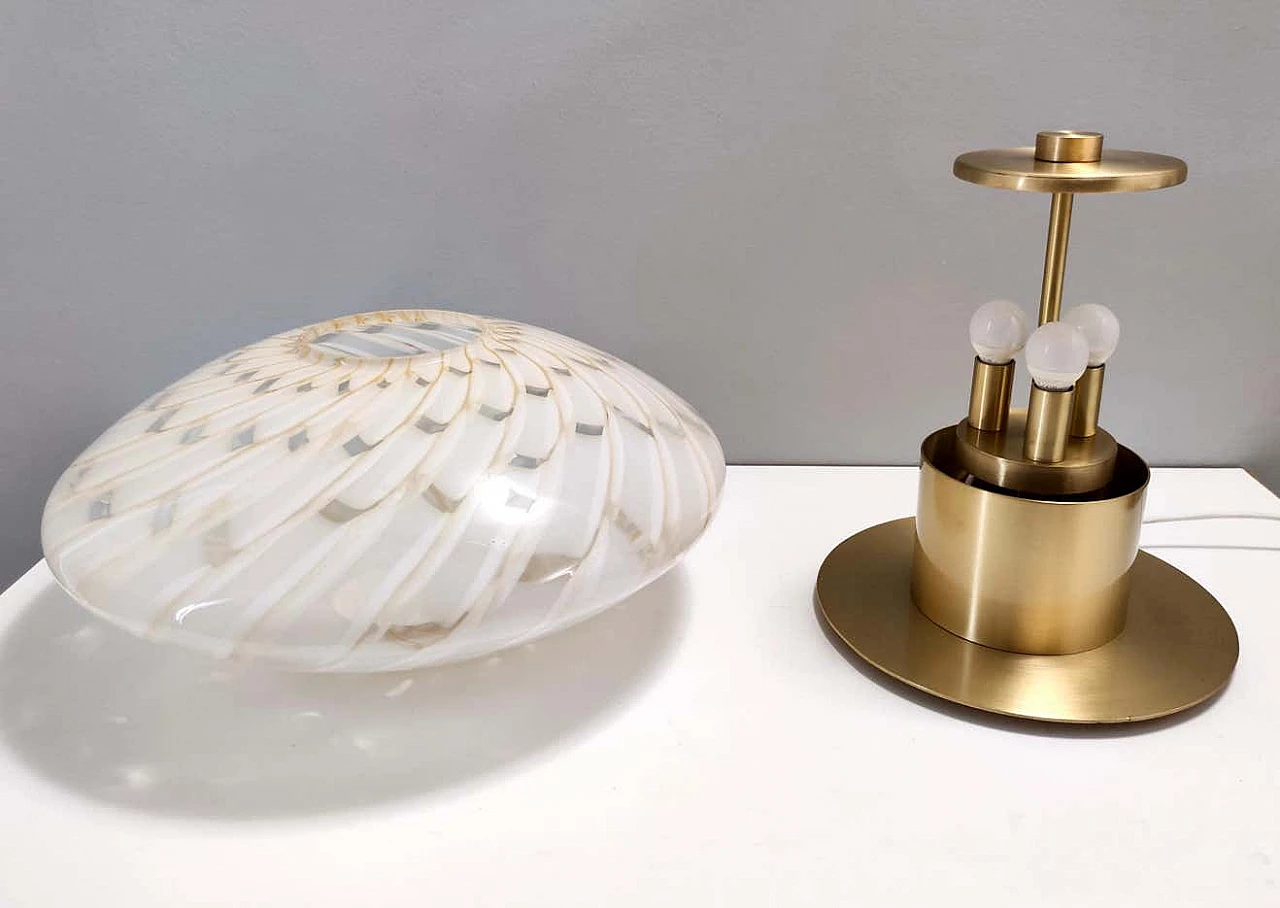 Postmodern Murano glass and brass table lamp, 1980s 13