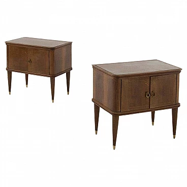Pair of brass and glass bedside tables attributed to Paolo Buffa, 1950s