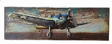 Sheet metal panel with airplane