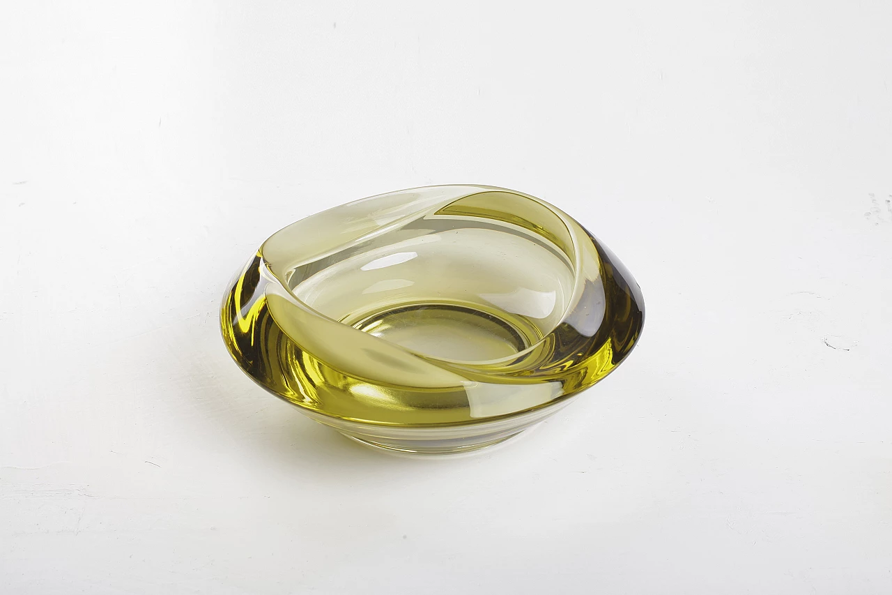 Yellow glass ashtray by Rudolf Jurnikl, 1960s 1