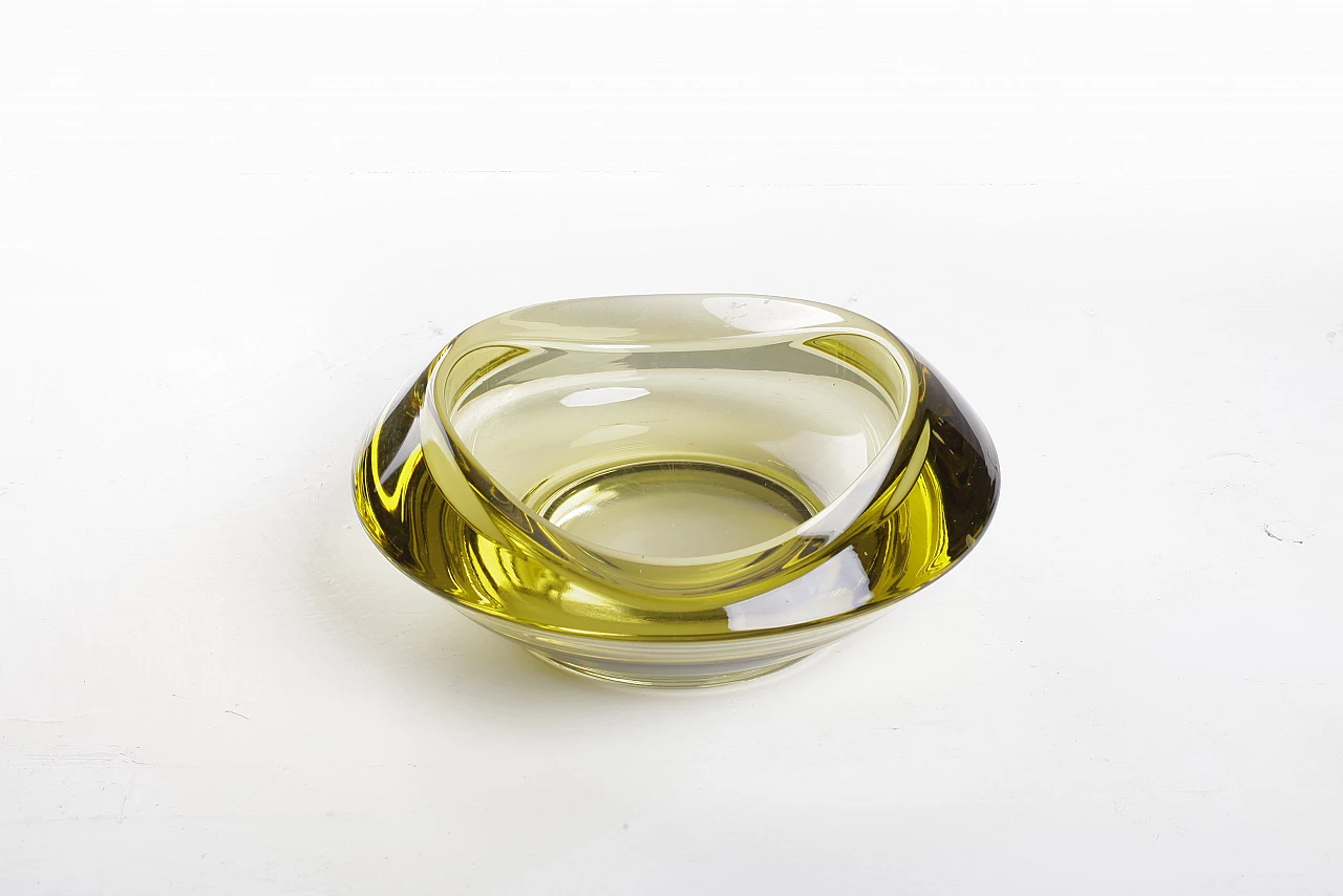 Yellow glass ashtray by Rudolf Jurnikl, 1960s 4
