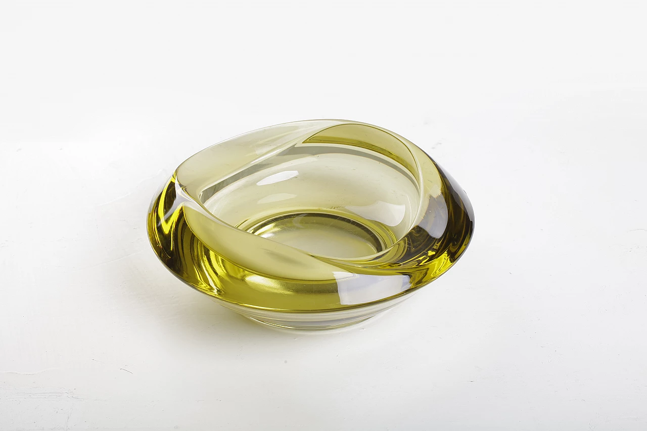Yellow glass ashtray by Rudolf Jurnikl, 1960s 5