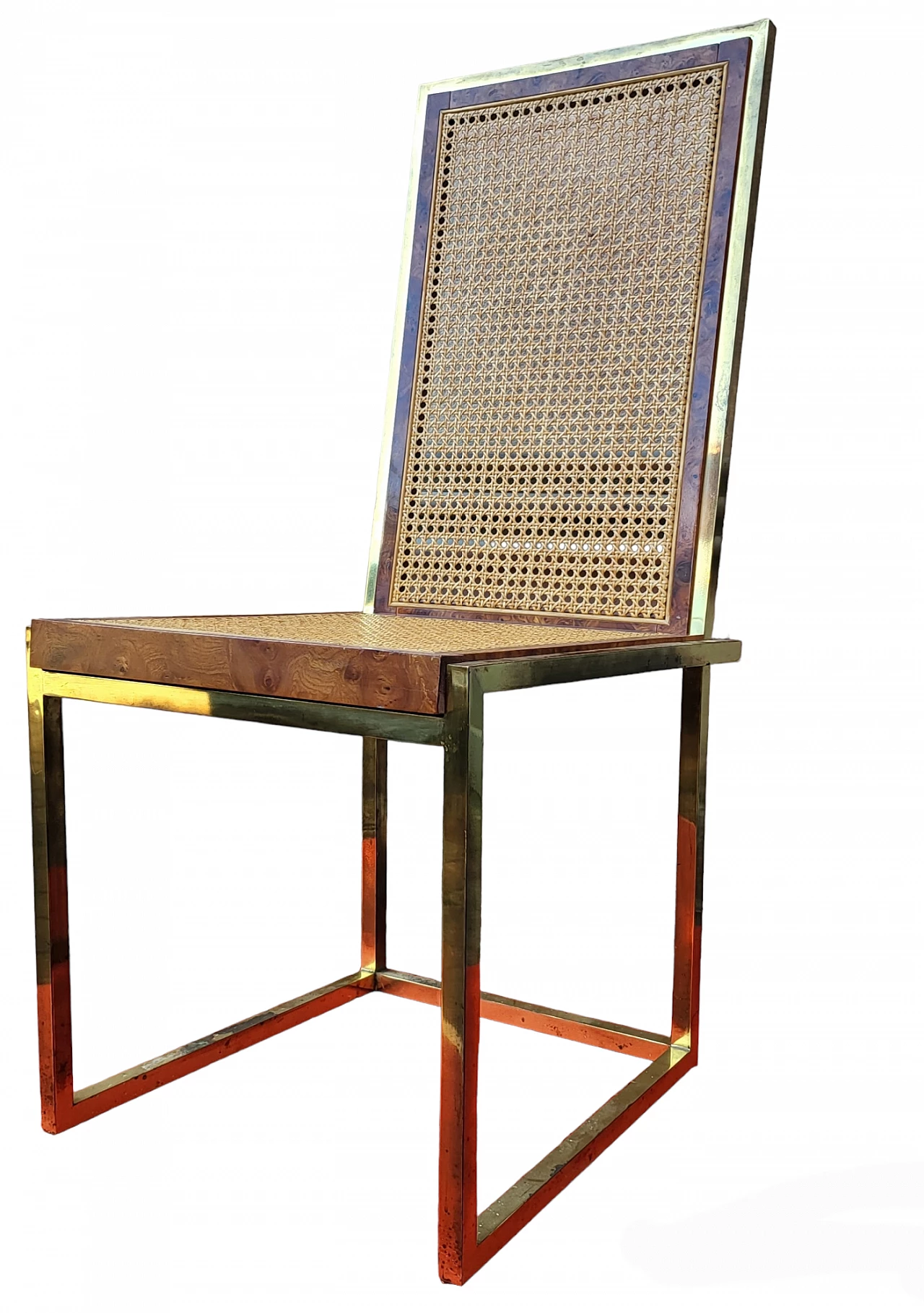 6 Brass and Vienna straw chairs by Studio Smania Interni, 1970s 3