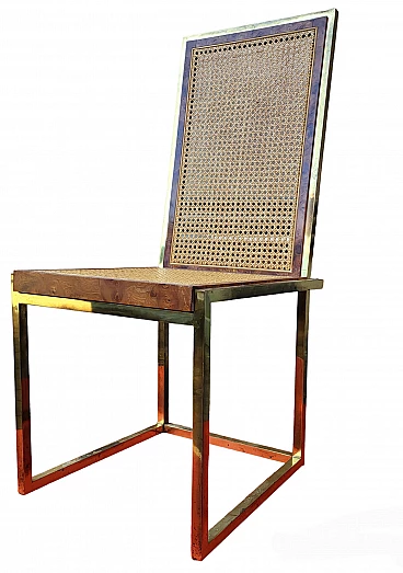 6 Brass and Vienna straw chairs by Studio Smania Interni, 1970s