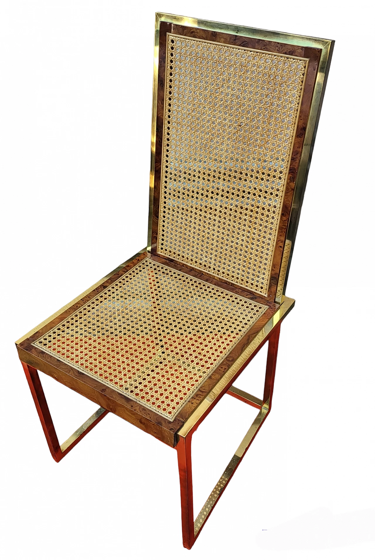 6 Brass and Vienna straw chairs by Studio Smania Interni, 1970s 4