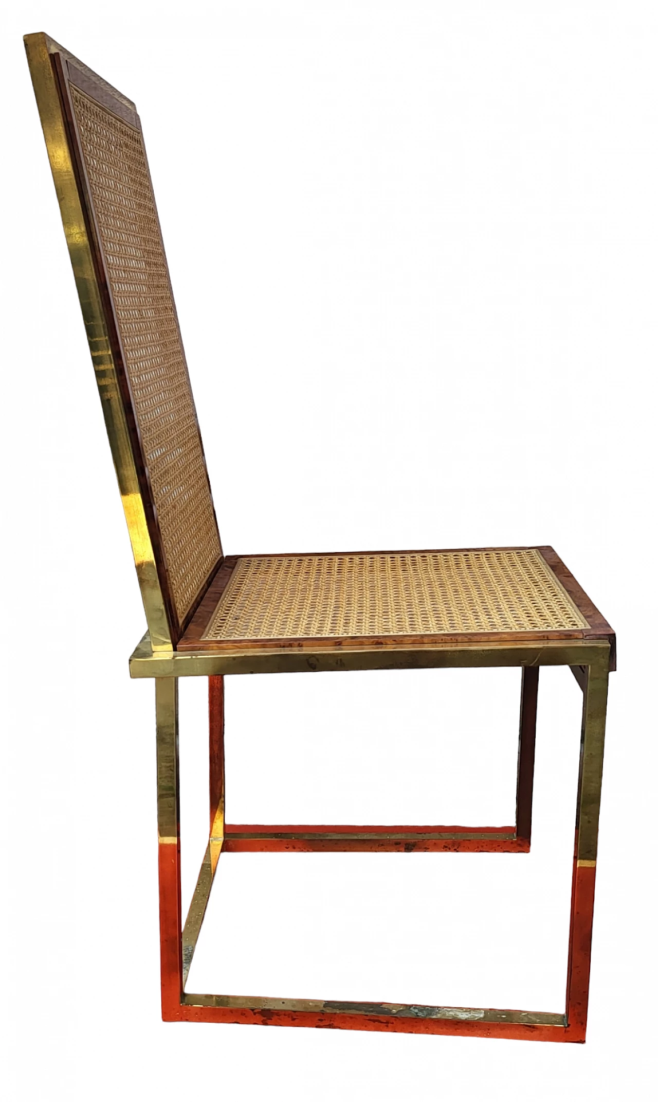 6 Brass and Vienna straw chairs by Studio Smania Interni, 1970s 10