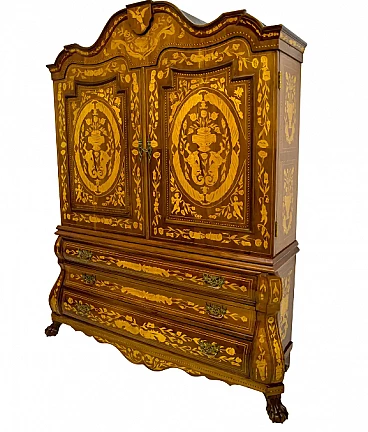 Dutch walnut trumeau with maple inlay, 1950s