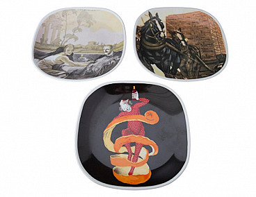 3 Ceramic advertising plates by Richard Ginori for Davide Campari