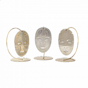 Lidia Selva, The Golden masks, laminated brass sculptures for Frigerio, 1970s