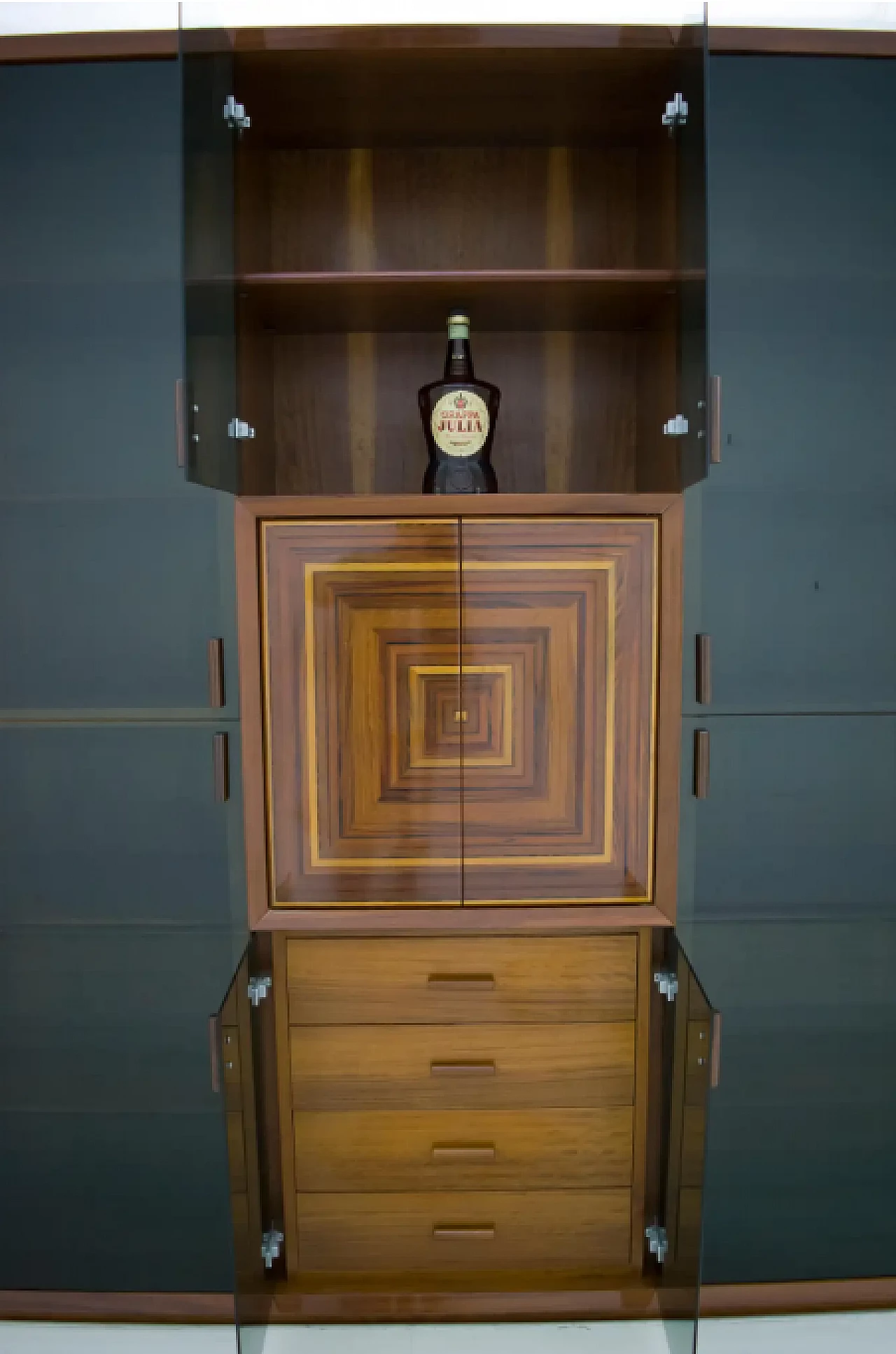 Paganini inlaid bar cabinet by Luciano Frigerio, 1970s 5
