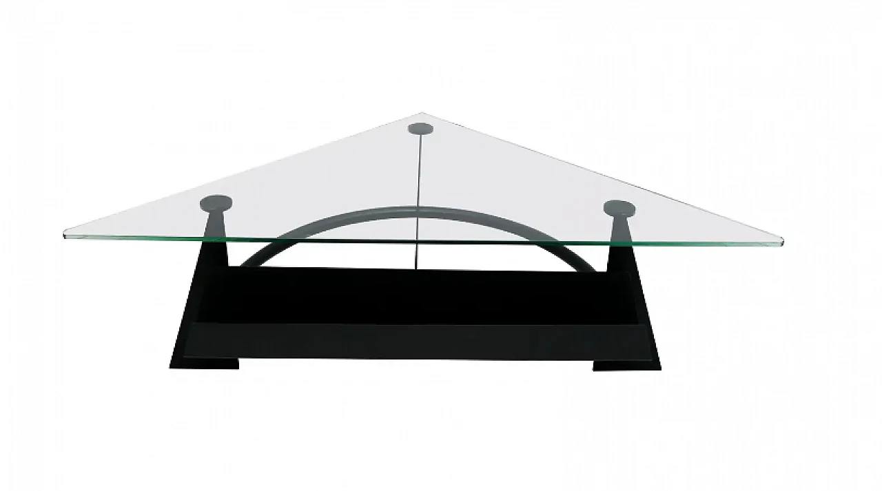 Blackened metal coffee table with glass top, 1990s 1