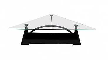 Blackened metal coffee table with glass top, 1990s