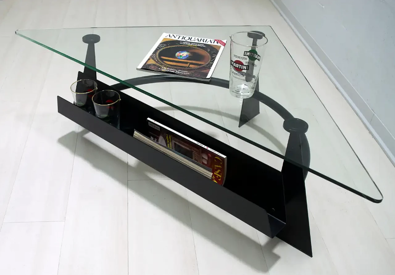 Blackened metal coffee table with glass top, 1990s 6