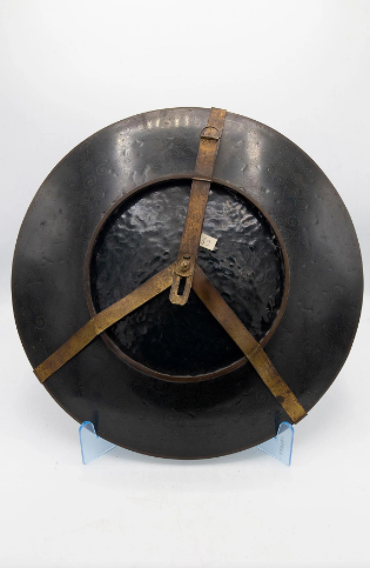 Chinese bronze and cloisonné enamel decorative plate with flowers and bird 5