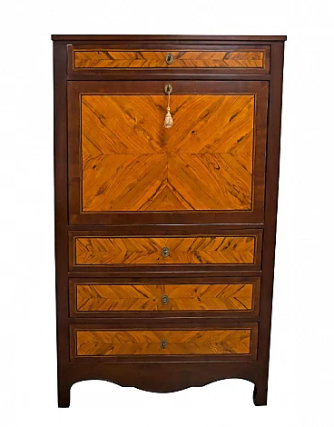 Walnut and olive root secretaire, 1920s