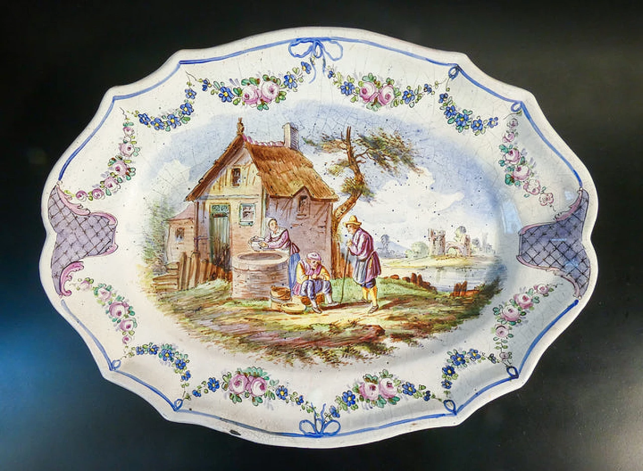 Painted majolica tray by the Lille manufactory, 19th century 1