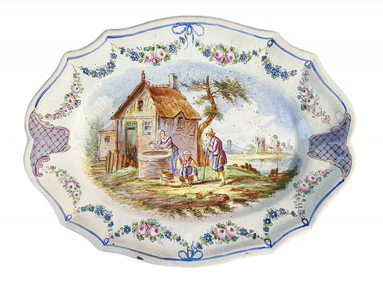Painted majolica tray by the Lille manufactory, 19th century 7