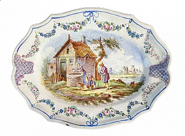 Painted majolica tray by the Lille manufactory, 19th century