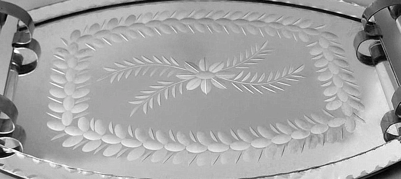 Engraved and beveled mirror vanity tray, 1950s 7