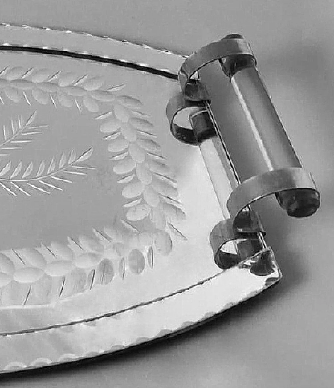 Engraved and beveled mirror vanity tray, 1950s 8