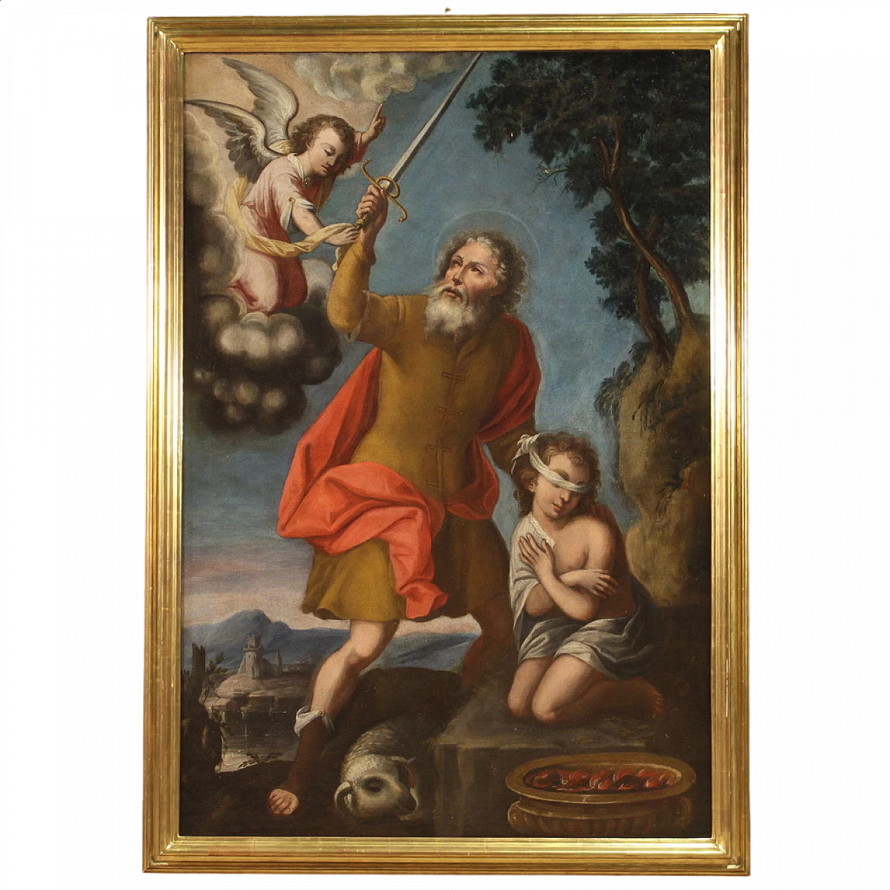 Painting depicting the Sacrifice of Isaac, oil on canvas, 17th century 16