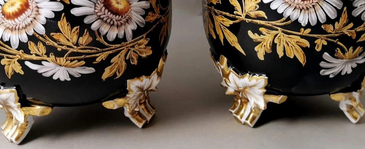 Pair of Napoleon III painted porcelain cachepots, late 19th century 5