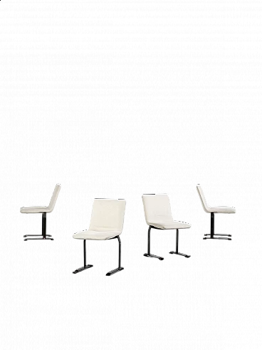 4 Metal and fabric chairs by Giovanni Offredi for Saporiti, 1970s