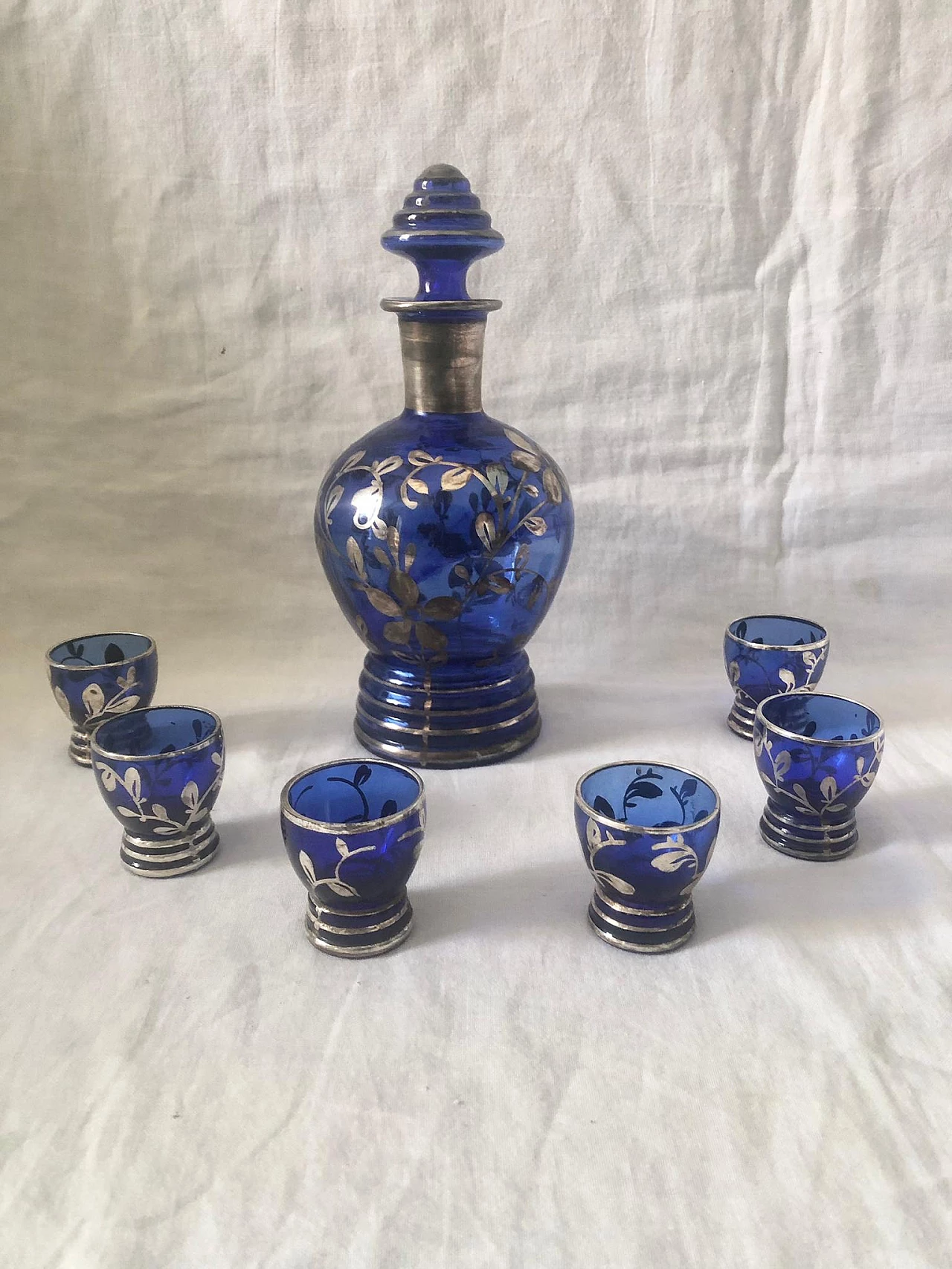 6 Bicchieri e decanter da liquore Art Déco in vetro, anni '40 8