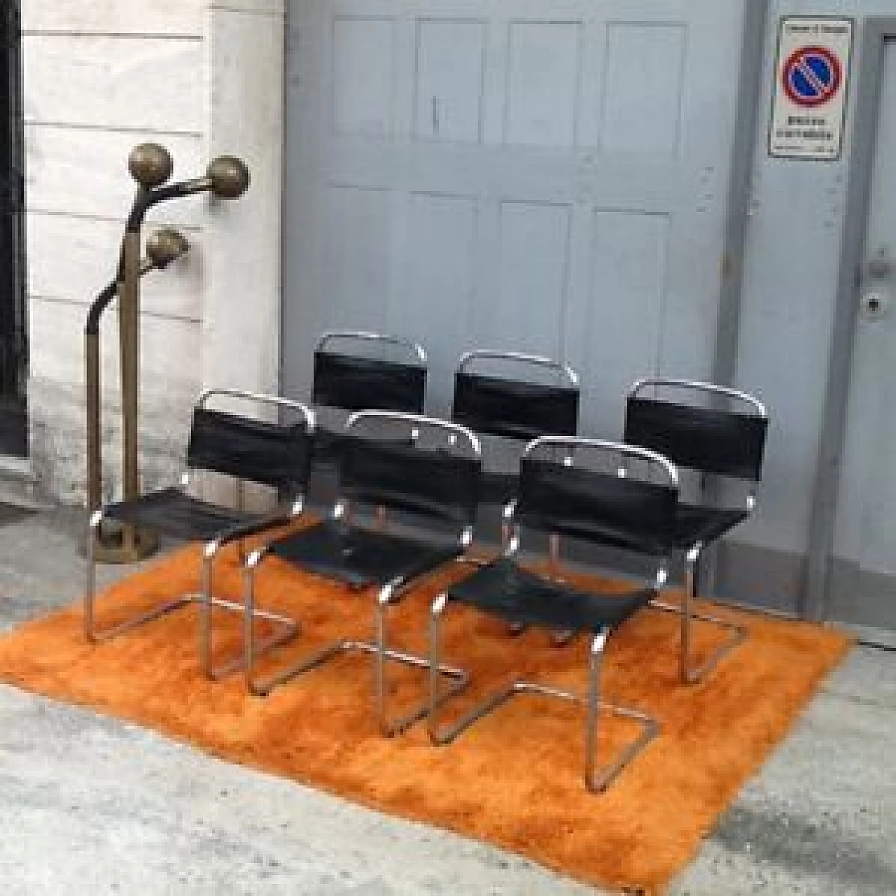 6 Sedie in acciaio e pelle di Marcel Breuer, anni '70 1