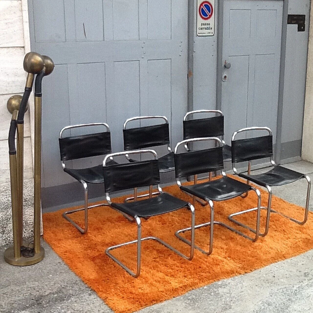 6 Sedie in acciaio e pelle di Marcel Breuer, anni '70 2