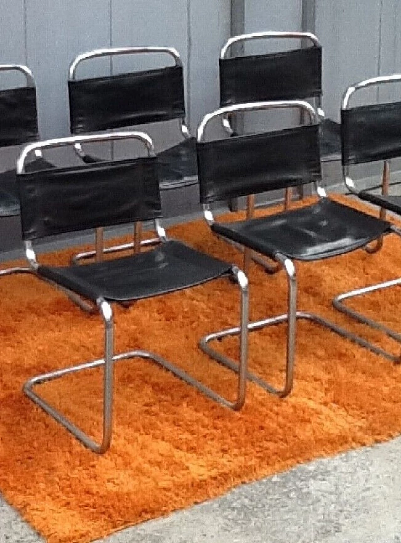 6 Sedie in acciaio e pelle di Marcel Breuer, anni '70 3