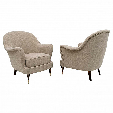 Pair of bouclè fabric armchairs by Gio Ponti for Casa e Giardino, 1940s