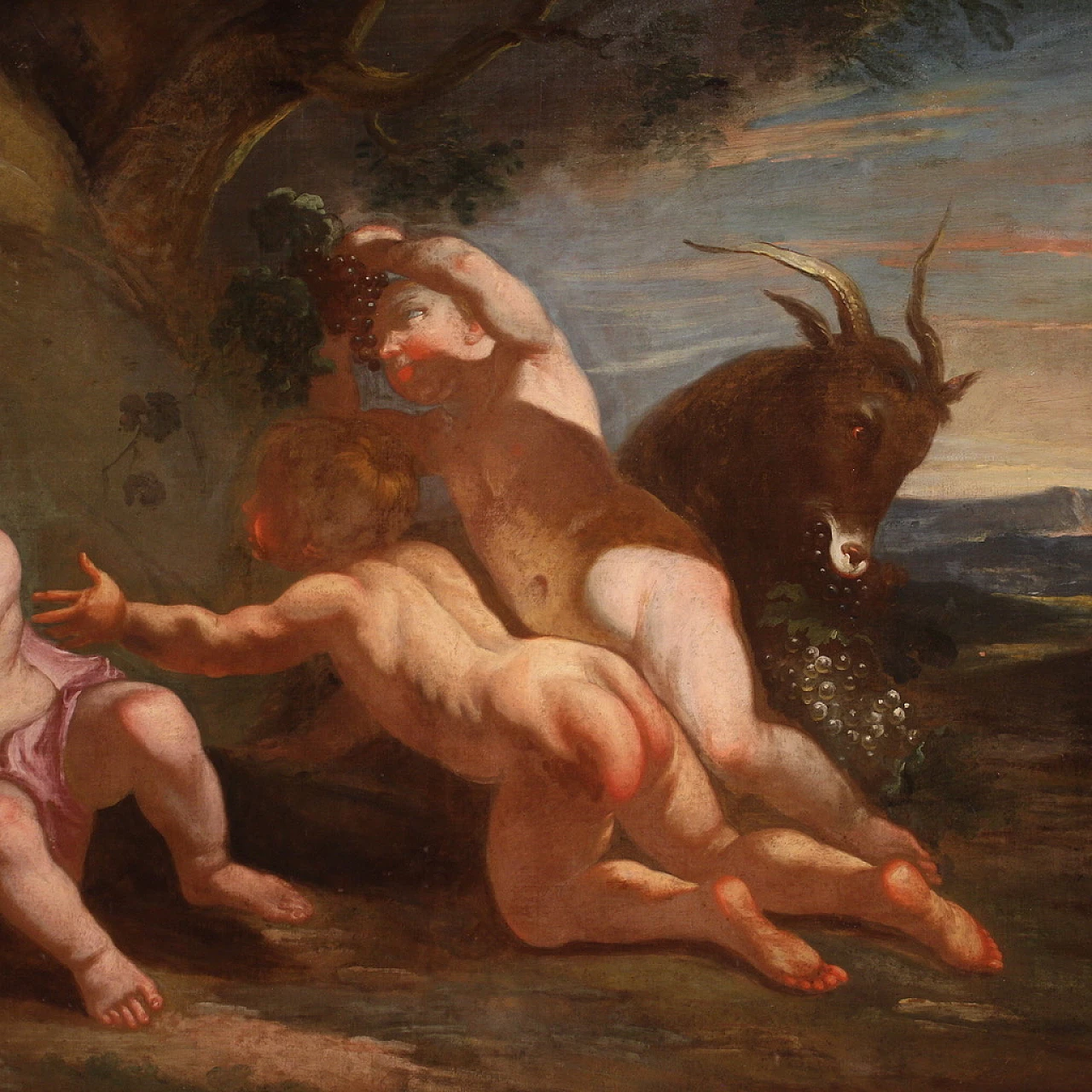 Baccanale di putti, dipinto a olio su tela, '600 2