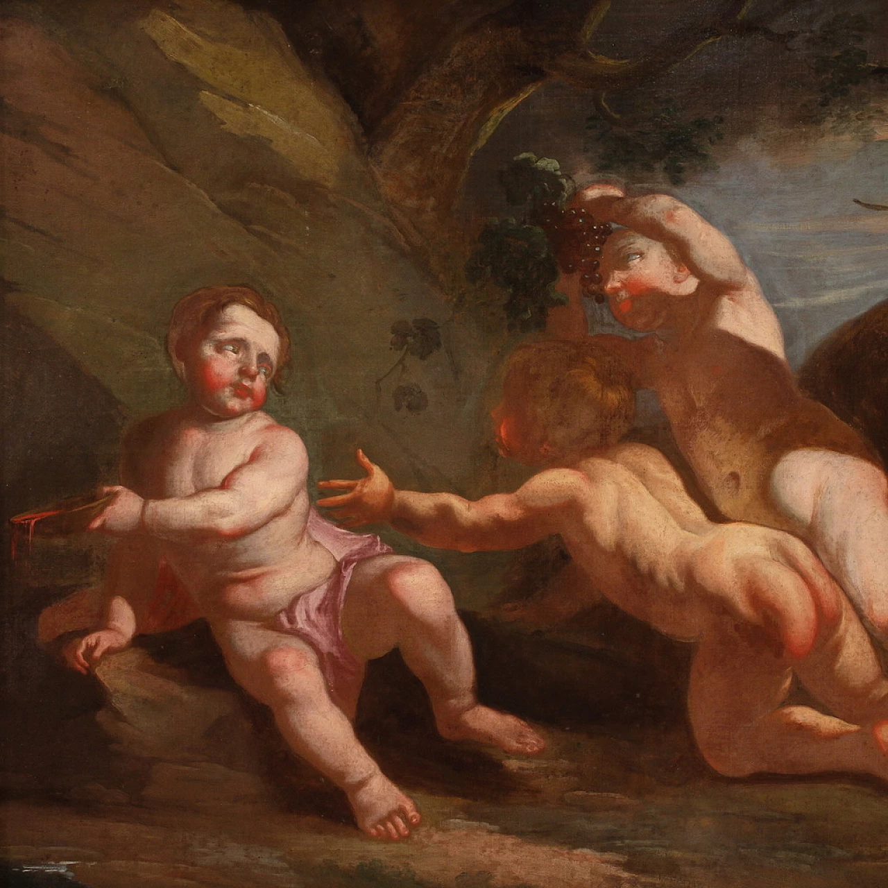 Baccanale di putti, dipinto a olio su tela, '600 3