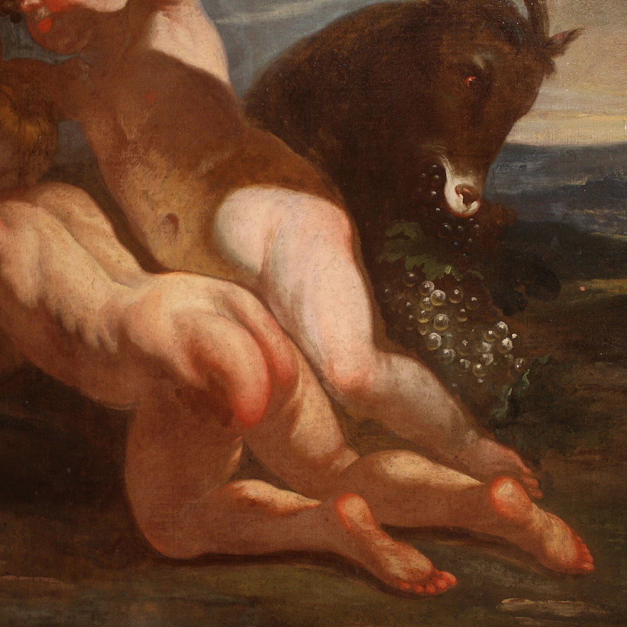 Baccanale di putti, dipinto a olio su tela, '600 11