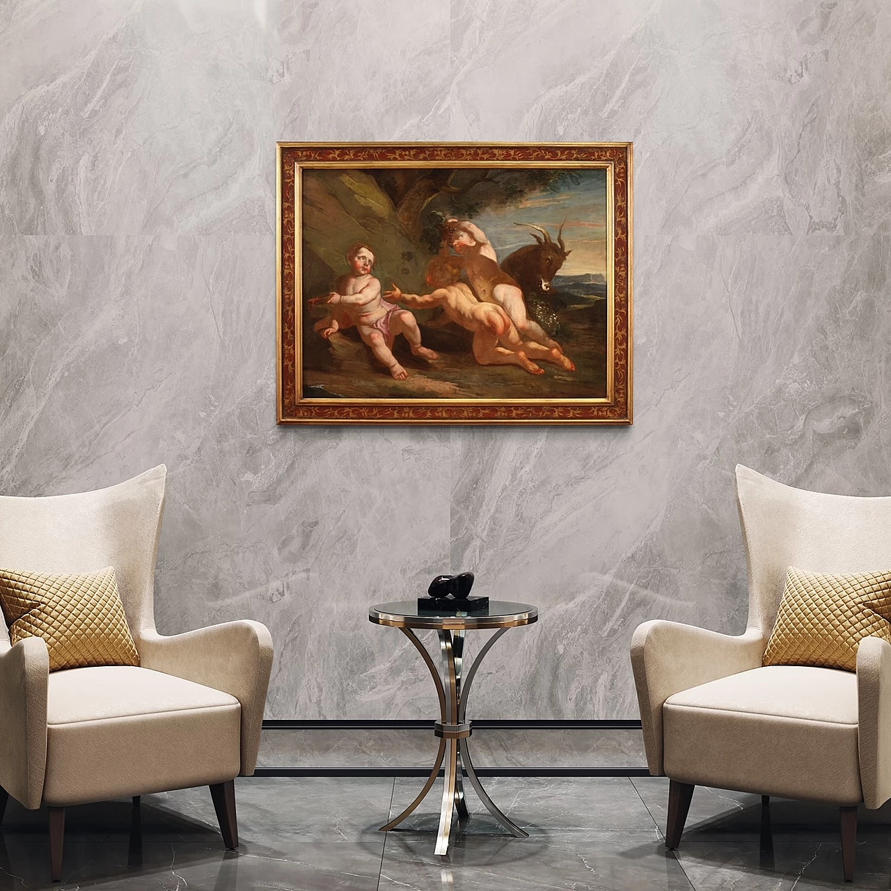 Baccanale di putti, dipinto a olio su tela, '600 14