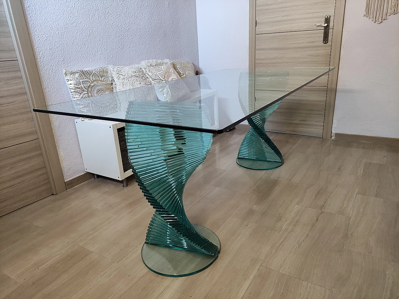 Crystal table with spiral legs by Ravello, 1980s 1