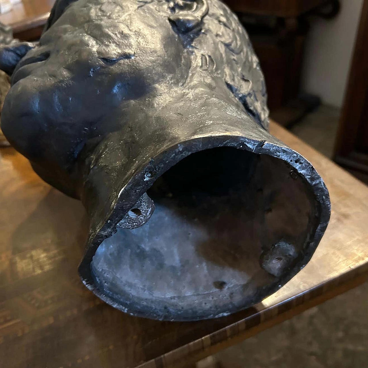 Scultura siciliana Art Deco in bronzo di testa di uomo, anni '20 7