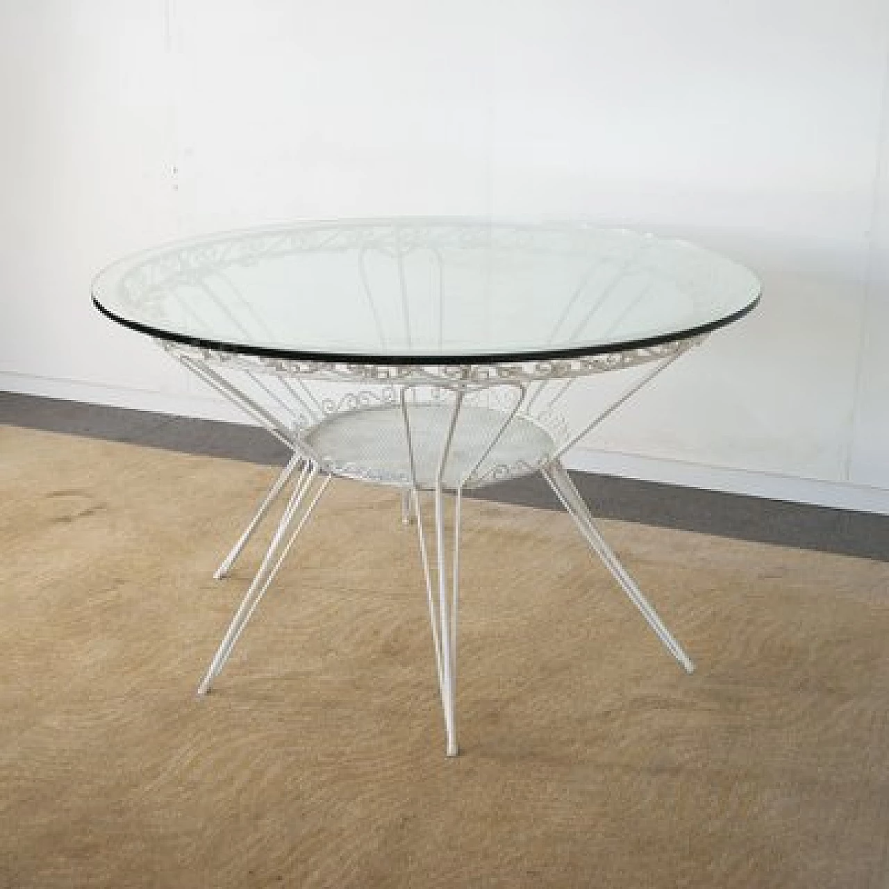 Tavolino in ferro battuto e cristallo di Gio Ponti per Casa & Giardino, anni '50 1